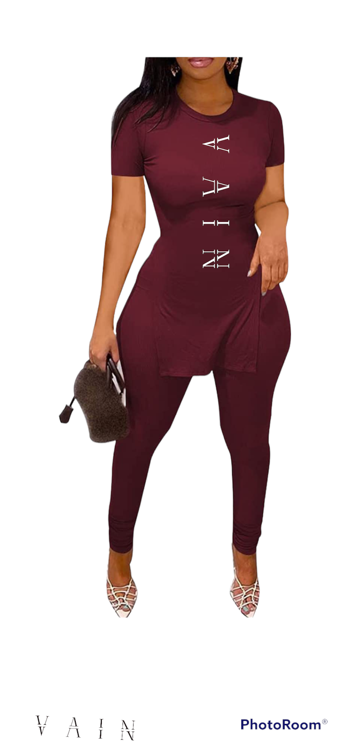 Vain’s 2 Piece Burgundy Split Sides Outfit