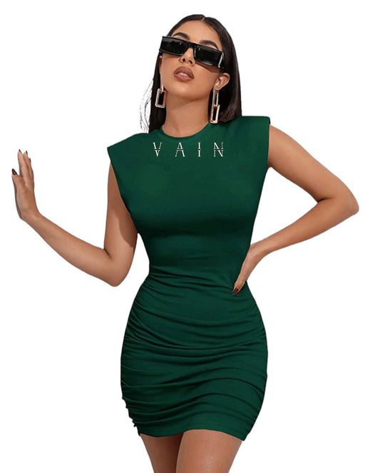 Vain’s Sleeveless Shoulder Padded Pencil Dress