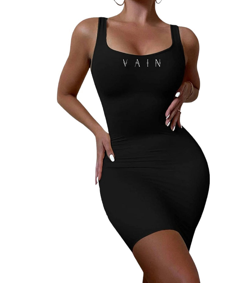 Vain’s Black Centeted Tank Top Sleeveless Dress